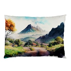 Countryside Trees Grass Mountain Pillow Case (two Sides) by Ravend