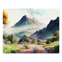 Countryside Trees Grass Mountain Premium Plush Fleece Blanket (large) by Ravend