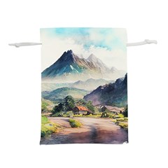 Countryside Trees Grass Mountain Lightweight Drawstring Pouch (m) by Ravend