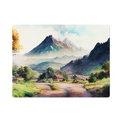 Countryside Trees Grass Mountain One Side Premium Plush Fleece Blanket (mini) by Ravend