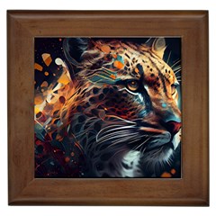 Leopard Feline Artwork Art Fantasy Framed Tile by Ravend