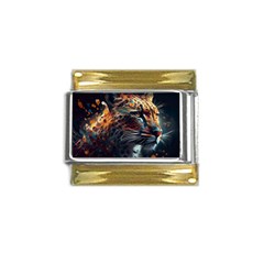 Leopard Feline Artwork Art Fantasy Gold Trim Italian Charm (9mm)