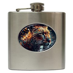 Leopard Feline Artwork Art Fantasy Hip Flask (6 Oz) by Ravend