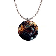 Leopard Feline Artwork Art Fantasy 1  Button Necklace by Ravend