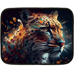 Leopard Feline Artwork Art Fantasy One Side Fleece Blanket (mini) by Ravend