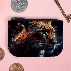 Leopard Feline Artwork Art Fantasy Mini Coin Purse by Ravend