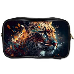 Leopard Feline Artwork Art Fantasy Toiletries Bag (two Sides) by Ravend