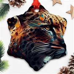 Leopard Feline Artwork Art Fantasy Snowflake Ornament (two Sides) by Ravend