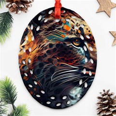 Leopard Feline Artwork Art Fantasy Ornament (oval Filigree)