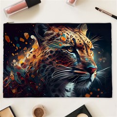 Leopard Feline Artwork Art Fantasy Cosmetic Bag (xxl) by Ravend