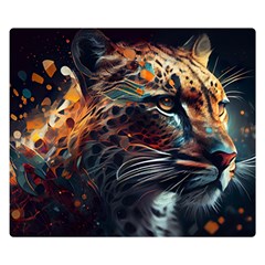 Leopard Feline Artwork Art Fantasy Premium Plush Fleece Blanket (small) by Ravend