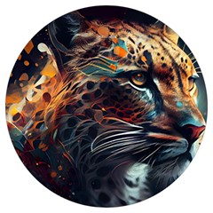 Leopard Feline Artwork Art Fantasy Round Trivet by Ravend