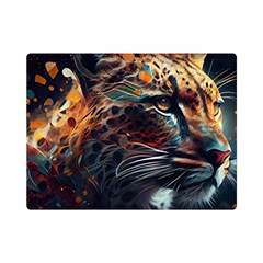 Leopard Feline Artwork Art Fantasy One Side Premium Plush Fleece Blanket (mini) by Ravend