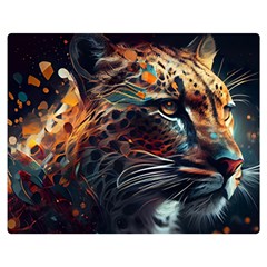 Leopard Feline Artwork Art Fantasy One Side Premium Plush Fleece Blanket (medium)