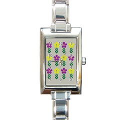 Pattern Flowers Art Creativity Rectangle Italian Charm Watch by Uceng