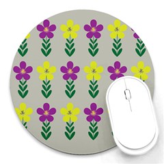 Pattern Flowers Art Creativity Round Mousepad