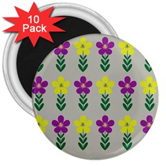 Pattern Flowers Art Creativity 3  Magnets (10 Pack)  by Uceng