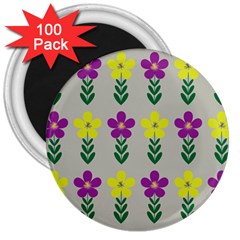 Pattern Flowers Art Creativity 3  Magnets (100 pack)