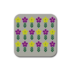 Pattern Flowers Art Creativity Rubber Coaster (Square)