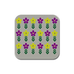 Pattern Flowers Art Creativity Rubber Square Coaster (4 pack)