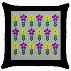 Pattern Flowers Art Creativity Throw Pillow Case (Black)