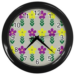 Pattern Flowers Art Creativity Wall Clock (Black)