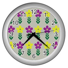 Pattern Flowers Art Creativity Wall Clock (Silver)