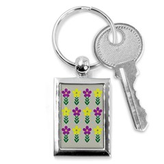 Pattern Flowers Art Creativity Key Chain (rectangle) by Uceng