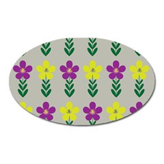 Pattern Flowers Art Creativity Oval Magnet