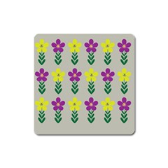 Pattern Flowers Art Creativity Square Magnet