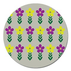 Pattern Flowers Art Creativity Magnet 5  (Round)