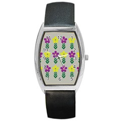 Pattern Flowers Art Creativity Barrel Style Metal Watch by Uceng