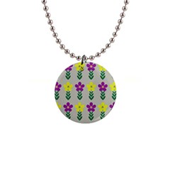 Pattern Flowers Art Creativity 1  Button Necklace by Uceng