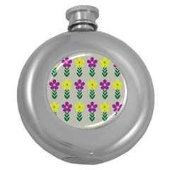 Pattern Flowers Art Creativity Round Hip Flask (5 oz)