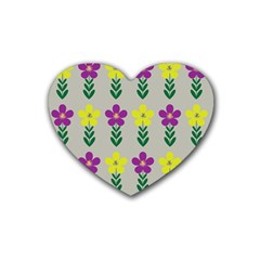 Pattern Flowers Art Creativity Rubber Heart Coaster (4 pack)