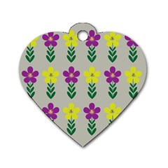 Pattern Flowers Art Creativity Dog Tag Heart (Two Sides)