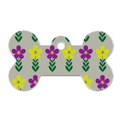 Pattern Flowers Art Creativity Dog Tag Bone (Two Sides)