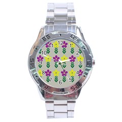 Pattern Flowers Art Creativity Stainless Steel Analogue Watch by Uceng