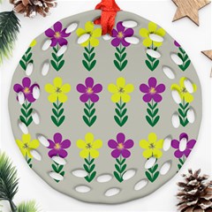 Pattern Flowers Art Creativity Ornament (Round Filigree)