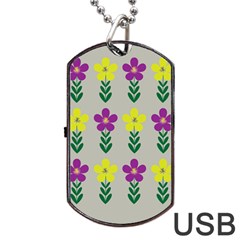 Pattern Flowers Art Creativity Dog Tag Usb Flash (two Sides) by Uceng