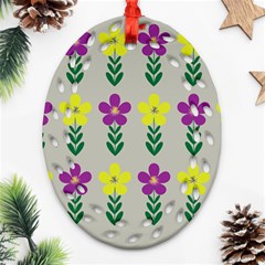 Pattern Flowers Art Creativity Ornament (Oval Filigree)