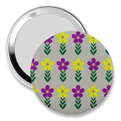 Pattern Flowers Art Creativity 3  Handbag Mirrors