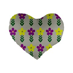 Pattern Flowers Art Creativity Standard 16  Premium Heart Shape Cushions