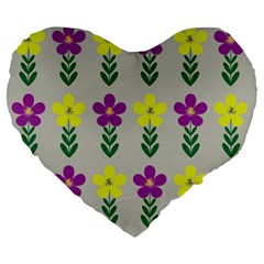 Pattern Flowers Art Creativity Large 19  Premium Heart Shape Cushions