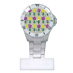 Pattern Flowers Art Creativity Plastic Nurses Watch by Uceng