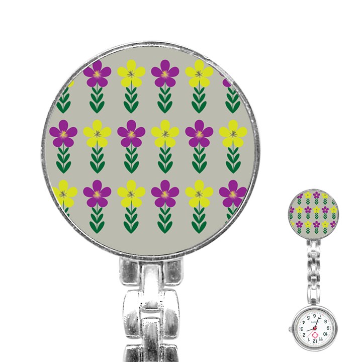 Pattern Flowers Art Creativity Stainless Steel Nurses Watch