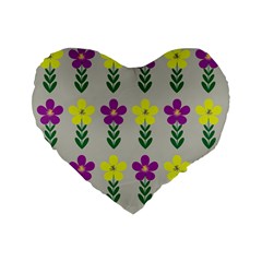 Pattern Flowers Art Creativity Standard 16  Premium Flano Heart Shape Cushions