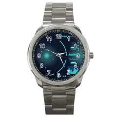 Sci Fi Computer Screen Sport Metal Watch by Uceng