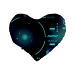 Sci Fi Computer Screen Standard 16  Premium Heart Shape Cushions Back