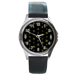 Symbols Gold Background Metallic Round Metal Watch by Uceng